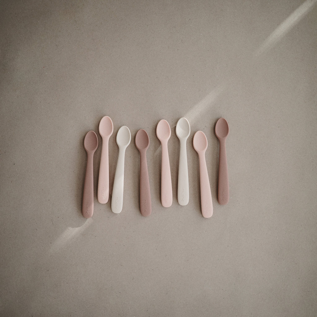 MUSHIE Silicone Toddler Starter Spoons - Blush/Sand - The Spotted Goose