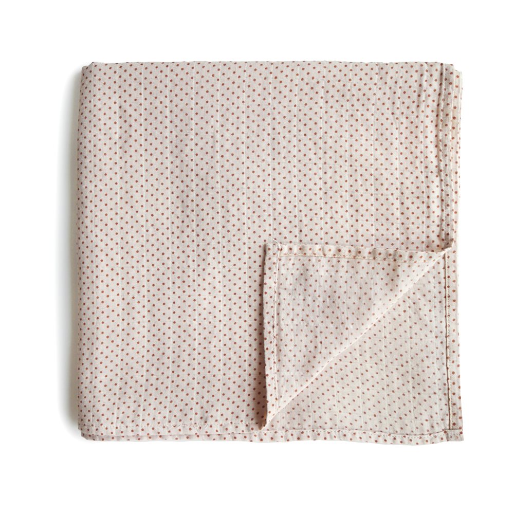 Mushie Swaddle - Caramel Polka Dots