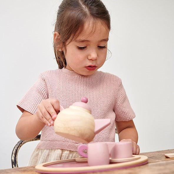 Wooden Birdie Tea Set