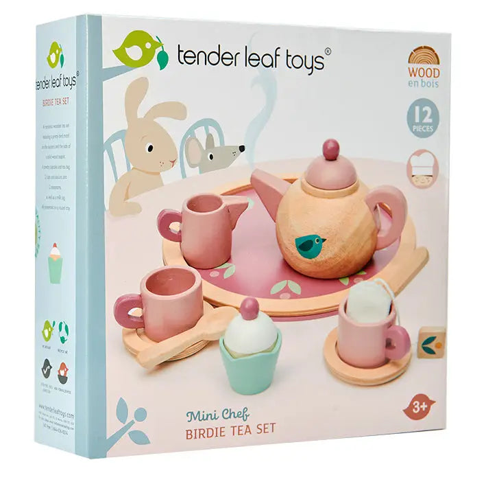 Wooden Birdie Tea Set